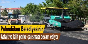 Palandöken Belediyesinin asfalt ve kilit parke çalışması devam ediyor