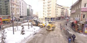 Erzurum’da karla mücadele çalışmaları