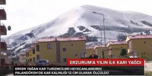 Erzurum'da Kent Merkezine Kar Yağdı