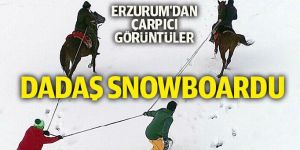 Erzurum Ovası'nda atlı snowboard