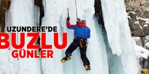 Erzurum’da buz şelalesine nefes kesen tırmanış