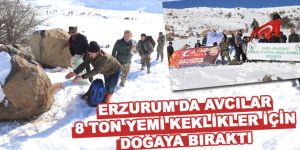 Erzurum'da Avcılar 8 ton yemi keklikler için doğaya bıraktı
