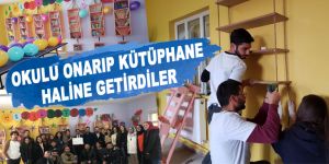 Okulu onarıp kütüphane haline getirdiler
