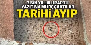 Erzurum'da 3 bin yıllık Urartu yazıtına murç çaktılar