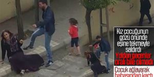 Sokak ortasında kadına tekme tokat saldırdı!