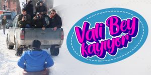 Erzurum'da karda "lastik raftingi" keyfi!