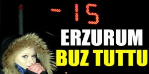 Erzurum’da şadırvanlar buz tuttu,