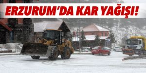Erzurum kar yağışıyla birlikte beyaz örtüyle kaplandı