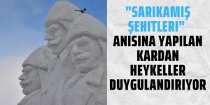 "Sarıkamış şehitleri" anısına yapılan kardan heykellerin açılışı yapıldı