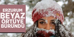 Erzurum’da kar yağışı etkili oluyor
