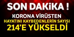 Türkiye'de koronavirüsten hayatını kaybedenlerin sayısı 214'e yükseldi