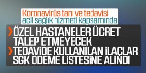 Korona tanısı ve tedavisi acil sağlık hizmetine alındı