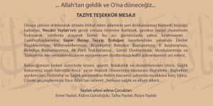 Taziye ve Teşekkür mesajı