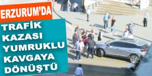 Erzurum'da trafik kazası yumruklu kavgaya dönüştü
