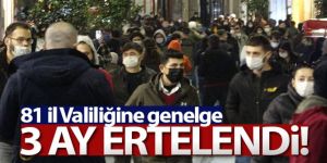 İçişleri Bakanlığından 'Geniş katılımlı etkinliklerin ertelenmesi' konulu genelge