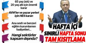 Cumhurbaşkanı Erdoğan: Sokağa çıkma sınırlaması cuma 21.00'den pazartesi 05.00'e kadar kesintisiz devam edecek