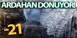 Göle'de hava sıcaklığı eksi 21 derece oldu