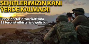 Pençe Kartal-2 Harekatı'nda 33 terörist etkisiz hale getirildi