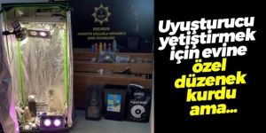 Evde uyuşturucu yetiştirmek için özel düzenek kurdu