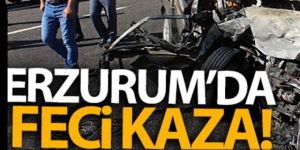Erzurum’da iki otomobil kafa kafaya çarpıştı: 9 yaralı