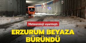 Erzurum beyaza büründü, görenler şaşkına döndü