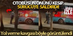 Erzurum'da Halk otobüsünün önünü kesip sürücüye saldırdı