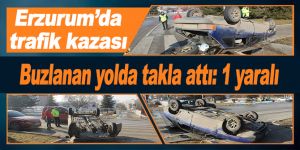 Buzlanan yolda takla attı: 1 yaralı