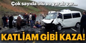 Erzurum'da iki otomobilin kafa kafaya çarpıştı