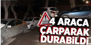 Erzurum'da 4 araca çarparak durabildi