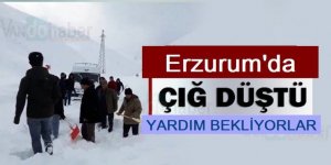 Erzurum’da bir çığ daha, 10 araç mahsur kaldı