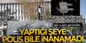 Yeni görüntüler ortaya çıktı: Karısına kızan adam KGYS kameralarını parçaladı