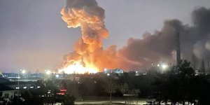 Kiev yakınlarında büyük patlama kameralara yansıdı!