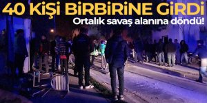 Cadde ortasında 40 kişi birbirine girdi, ortalık savaş alanına döndü