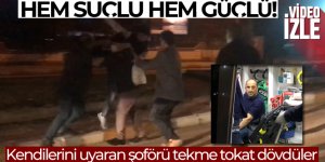 Kendilerini uyaran halk otobüsü şoförünü tekme tokat dövdüler