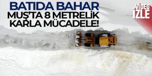 Batıda bahar, Muş'ta 8 metrelik karla mücadele