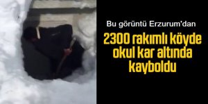 Erzurum'da kar okulu yuttu