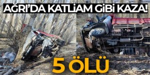 Ağrı'da kamyon şarampole devrildi: 5 ölü