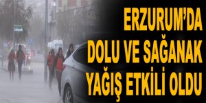 Erzurum’da dolu ve sağanak yağış etkili oldu
