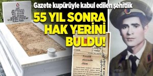 Gazete kupürüyle kabul edilen şehitlik