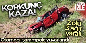 Oltu'da otomobil şarampole yuvarlandı: 2 ölü, 3 ağır yaralı