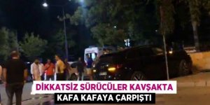 Erzurum'da Dikkatsiz sürücüler kavşakta kafa kafaya çarpıştı