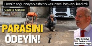 Oltu'da asfaltın sıcağı kurumadan kestiler