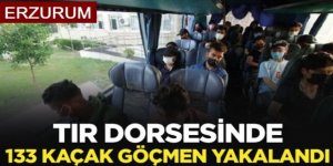 Erzurum’da tır dorsesinde 56'sı çocuk 133 kaçak göçmen yakalandı