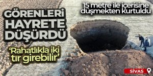 15 metre ile obruğun içerisine düşmekten kurtuldu