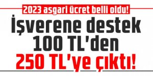İşverene destek 100 TL'den 250 TL'ye çıktı!