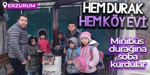 Minibüs durağına soba kurdular: Hem durak hem köy evi