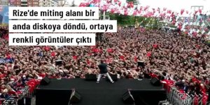 Rize'de miting alanı bir anda diskoya döndü, ortaya renkli görüntüler çıktı