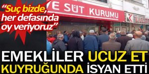 Erzurum'da Emekliler ucuz et kuyruğunda isyan etti: Suç bizde her defasında oy veriyoruz
