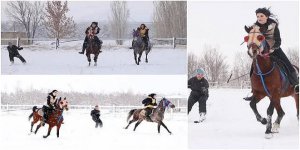 Erzurum'da Kampüste dörtnala kayak