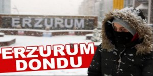 Erzurum’da hava buz kesti